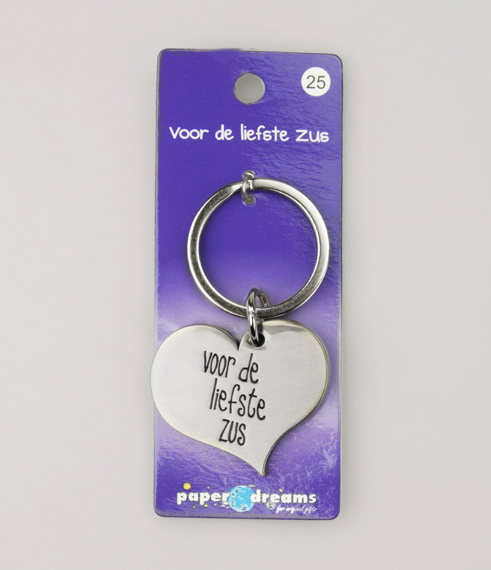 Hart sleutelhanger - voor de liefste zus